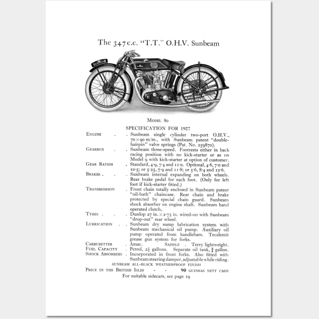 Sunbeam motorbike catalogue  1927 Wall Art by Random Railways